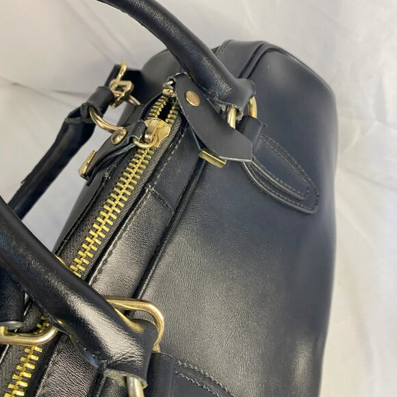 Cuore & Pelle Black Celeste Satchel Leather w/Crossbody Strap and Double Handles - Picture 5 of 10